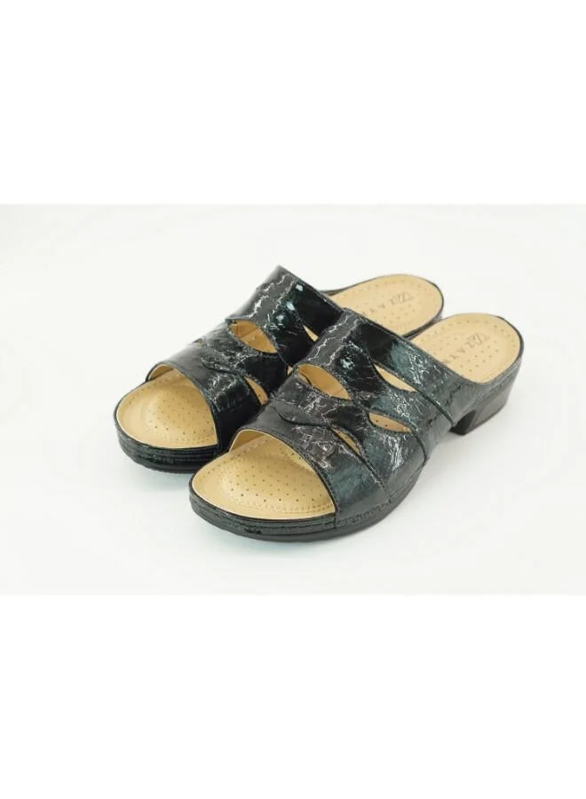 Zayna Green/black 221-3166 Zayna Ladies Low Heel Slides 2608-16 for Women | Best Price UAE